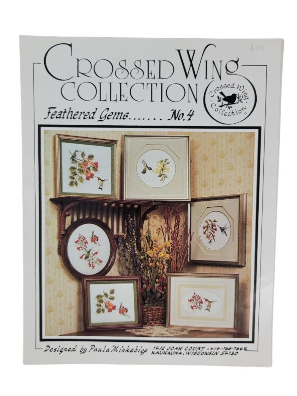 Crossed Wing Collection Leaflet Hummingbird Pattern Feathered Gems #4 Flower VTG
